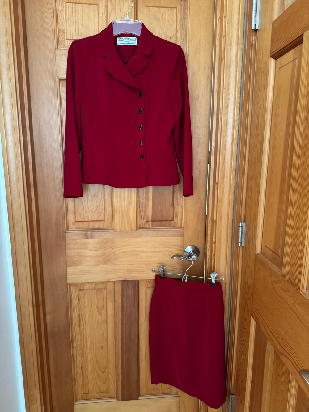 Vintage Jessica Howard Petite 2-Piece Red Skirt Suit, Small